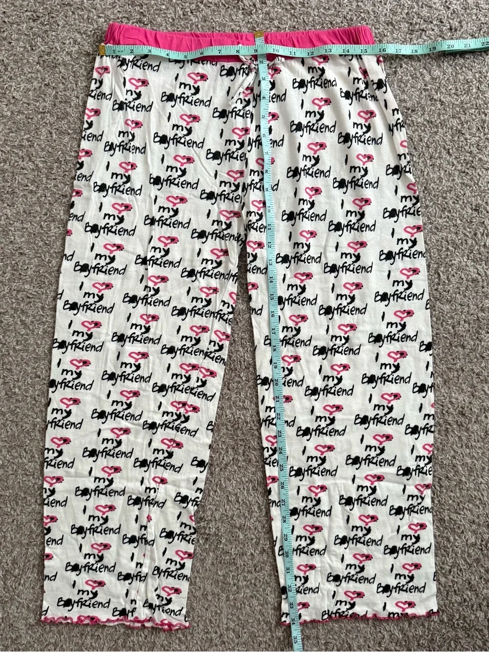 American Basics I Love My Boyfriend Pajama Lounge Pants Women’s M Pink White